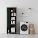 Ver imagem 4 de Paneleiro Multiuso Preto Alto 160cm com Rodízios para Cozinha ou Lavanderia