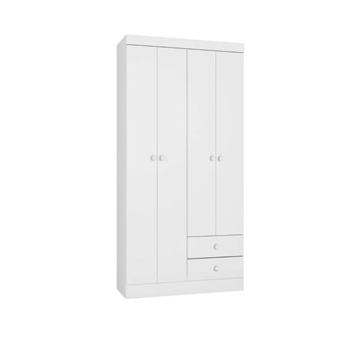 Guarda-Roupa Infantil 4 Portas 2 Gavetas Louise 103cm Branco Quarto