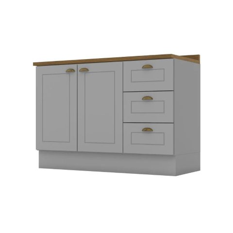 Balcão Modulado com Tampo 120cm 2 Portas 3 Gavetas Emily Henn