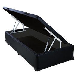 Base Cama Box Baú Solteiro Corino Preto 43x88x188 - 1