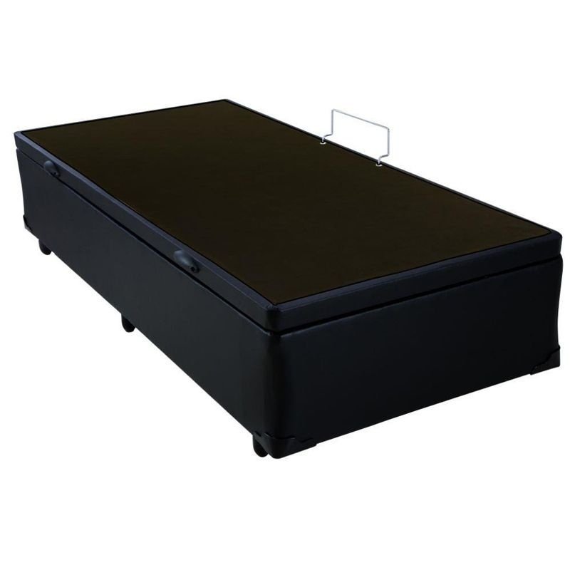 Base Cama Box Baú Solteiro Corino Preto 43x88x188 - 2