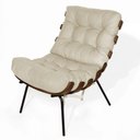 Ver imagem 1 de Poltrona Costela com Puff Luxo Base Ferro Fixa Linho Off White- Mabe Magazine