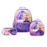 Kit Mochila Escolar Rodinha Menina Princesa Estojo Lancheira - Lilás - 1