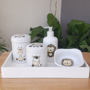Ver imagem 2 de Kit Higiene Bebê Safari 5 Pçs - Porcelana C/tampas Decoradas