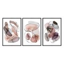 Ver imagem 2 de Kit 03 Quadros Decorativos - Arte Aquarela Moderna Marrom Nude Abg043 - Vidro 40x60cm