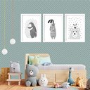 Ver imagem 2 de Kit 3 Quadros Grandes Quarto Infantil Ursinhos 60x48cm:moldura Branca
