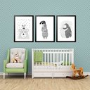 Ver imagem 1 de Kit 3 Quadros Grandes Quarto Infantil Ursinhos 60x48cm:moldura Branca