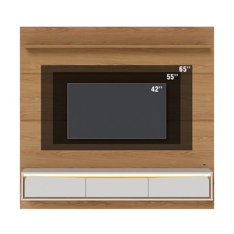 Painel Home Suspenso Tahiti com Led para Tv até 65 Polegadas Freijó Off White Matte Colibri