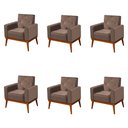 Ver imagem 1 de Kit 6 Poltronas Decorativa Florença Pés em Madeira Maciça Estofado Veludo - Castor