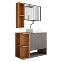 Ver imagem 1 de Conjunto de Banheiro com Gabinete 2 Portas, Cuba com Valvula, Torneira e 1 Espelheira Star
