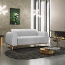Ver imagem 2 de Sofá 3 Lugares para Sala de Estar Molino 180 Cm D02 Pés D'ouro Linho Cinza D-315 - Lyam Decor