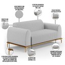 Ver imagem 4 de Sofá 3 Lugares para Sala de Estar Molino 180 Cm D02 Pés D'ouro Linho Cinza D-315 - Lyam Decor