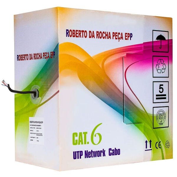 Caixa de Rede CAT6 UTP Network Comptronics Preto 20 METROS - 1