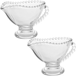 Kit 2 Molheiras Pearl de Cristal 140ml com Alça Porta Molhos Mesa Posta Servir Caldas Wolff - 1