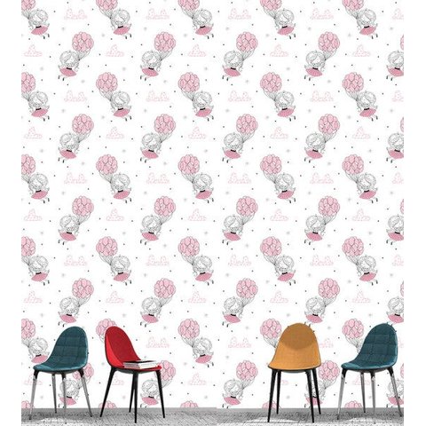 Papel De Parede Infantil Para Quarto Sala Menininha Balões