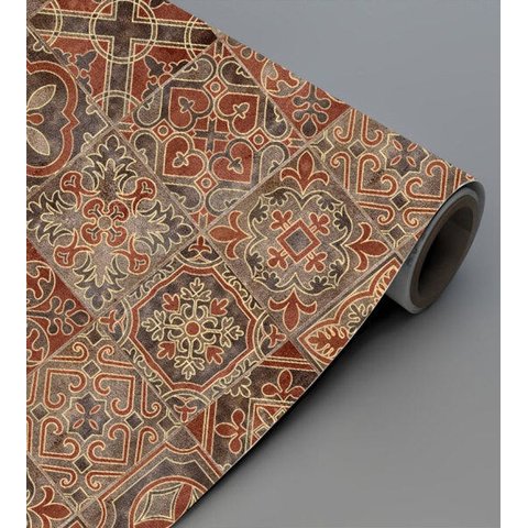 Papel De Parede Preto Vermelho Cinza Estilo Azulejo Para Cozinha