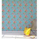 Ver imagem 3 de Papel De Parede Para Sala Quarto Com Rosas Na Cor Azul Verde Rosa