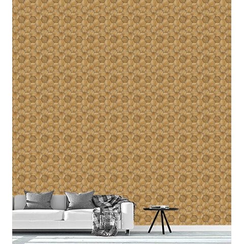 Papel De Parede Para Sala Quarto Em Tons De Bege Estilo Madeira Efeito 3D