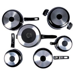 Jogo de Panelas 6 Peças com Panela de Pressão 4,5l Preto - 4