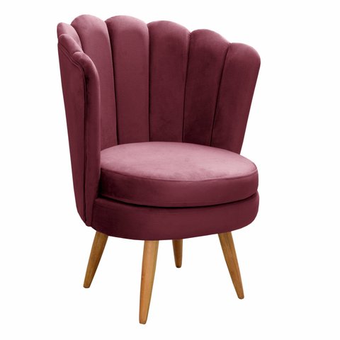 Poltrona Pétala Cadeira Decorativa Flor - Suede Bordô