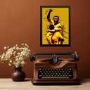 Ver imagem 1 de Quadro Aquarela Futebol do Brasil - Comemoração 24x18cm:moldura Preta