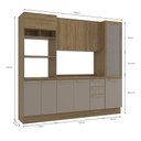 Ver imagem 7 de Armário de Cozinha Modulada Completa Reta 5 Peças 2,40m Botanic Kappesberg - Nogueira/verde Oliva