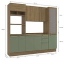 Ver imagem 3 de Armário de Cozinha Modulada Completa Reta 5 Peças 2,40m Botanic Kappesberg - Nogueira/Verde Oliva