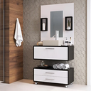 Ver imagem 3 de Gabinete para Banheiro Completo 60cm com Cuba Painel e Nicho Class Branco e Preto - Arte Cas