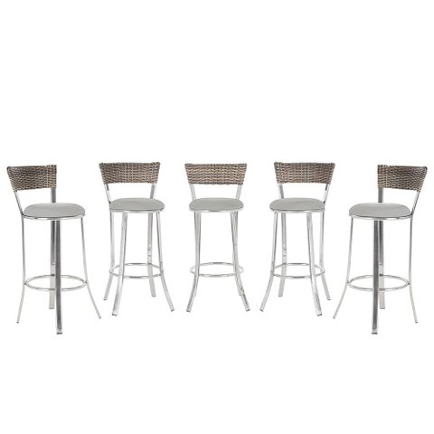 Banqueta Bistro para Bar, Cozinha, Balcão em Alumínio e Fibra Tc Zanutto 5 Unidades Capuccino
