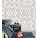 Ver imagem 1 de Papel De Parede Para Quarto Sala Cor Branco Com Tons De Cinza Geometrico Losango