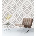 Ver imagem 2 de Papel De Parede Para Quarto Sala Cor Branco Com Tons De Cinza Geometrico Losango