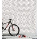 Ver imagem 3 de Papel De Parede Para Quarto Sala Cor Branco Com Tons De Cinza Geometrico Losango