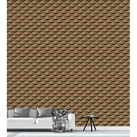 Papel De Parede Para Quarto Sala Efeito 3D Bege Com Marrom