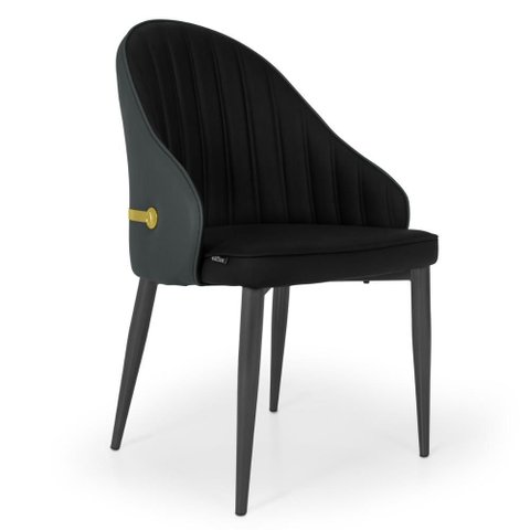 Cadeira de Jantar Estofada Design La Martina - Preto