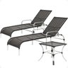 2 Espreguiçadeiras e Mesa Catar Alumínio Piscina Praia:preto - 1