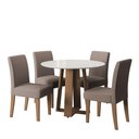 Ver imagem 2 de Conjunto de Mesa Sala de Jantar Athenas Redonda 4 Cadeiras Trieste Cedro / Off White / Mascavo Dobu