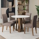Ver imagem 1 de Conjunto de Mesa Sala de Jantar Athenas Redonda 4 Cadeiras Trieste Cedro / Off White / Mascavo Dobu