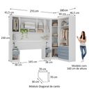 Ver imagem 3 de Quarto Modulado Casal de Canto com Guarda-roupas Maleiro e Cabeceira Alpes Master Luciane Móveis