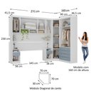 Ver imagem 3 de Quarto Modulado Casal de Canto com Guarda-roupas Maleiro e Cabeceira Alpes Master Luciane Móveis