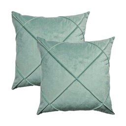 Kit 2 Capas para Almofada Drapeada em Veludo Quadrada Verde Menta - 1