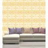 Papel De Parede Fundo Branco Com Detalhes Dourado Amarelo Bege Modelo Imperial - 1