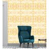 Papel De Parede Fundo Branco Com Detalhes Dourado Amarelo Bege Modelo Imperial - 3