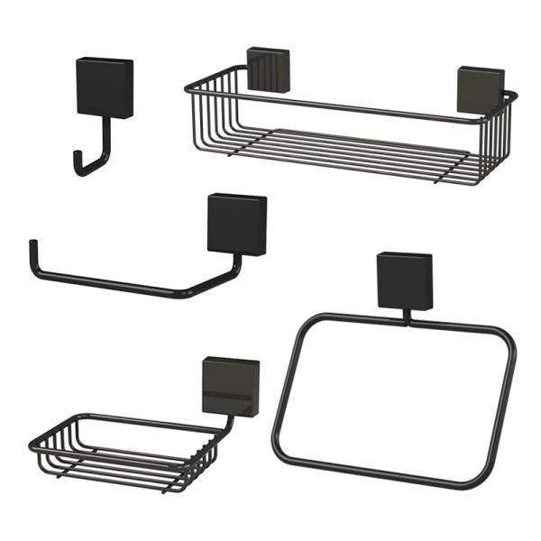 Kit Banheiro Preto Aramado com 5 Peças Future Bianco Nero - 2