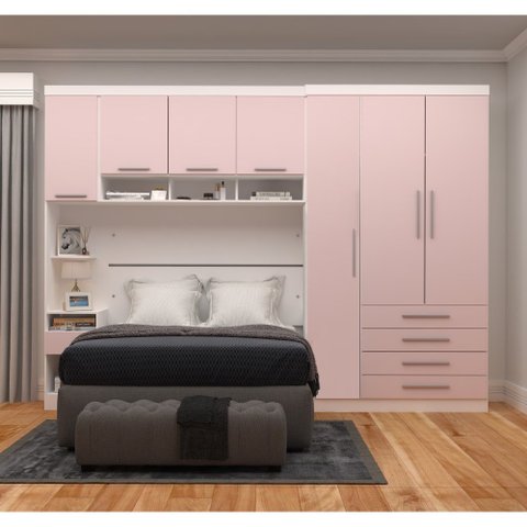 Guarda Roupa Dormitório Modulado Alpes Casal 1,38 m - Roupeiro Luciane M04:Rosa