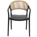 Ver imagem 3 de Cadeira com Braço Área Externa Juna Or Design Polipropileno Preto Encosto Corda Ratan Sintético