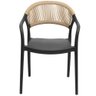 Cadeira com Braço Área Externa Juna Or Design Polipropileno Preto Encosto Corda Ratan Sintético - 3