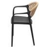 Cadeira com Braço Área Externa Juna Or Design Polipropileno Preto Encosto Corda Ratan Sintético - 4