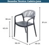 Cadeira com Braço Área Externa Juna Or Design Polipropileno Preto Encosto Corda Ratan Sintético - 6