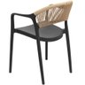 Cadeira com Braço Área Externa Juna Or Design Polipropileno Preto Encosto Corda Ratan Sintético - 5