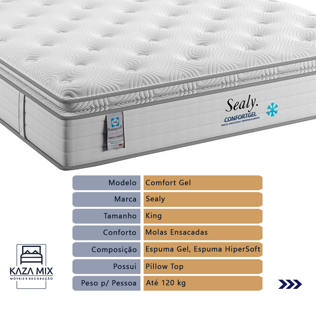 Sealy Comfort Gel Hipersoft e Box Marrom King Size - 2